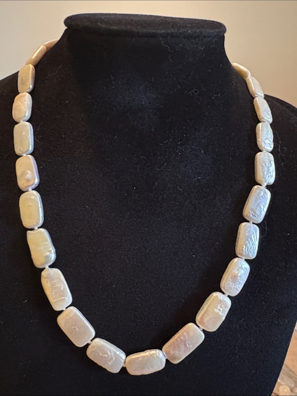 Square baroque pearl 925 necklace